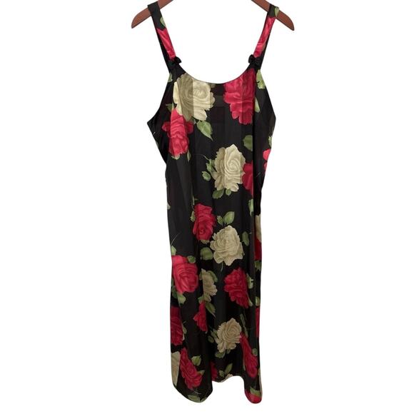 Vintage 90s Floral Slip Maxi Dress Sz L Roses Fairycore Whimsygoth Romantic - Picture 1 of 10